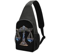 Libra Zodiac Sign Mens Crossbody Sling Bags Adjustable Shoulder Chest Belt Bum Bag with Printed