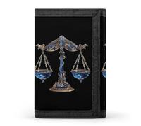 Libra Zodiac Sign Men's Wallets Trifold Women Purse with Coin Pocket 8 Card Slots Keyring Photo Window