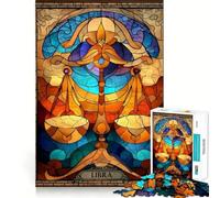 Libra Zodiac Sign Stained Glass Art 1000 Piece Jigsaw Puzzles for Teenagers Brain Think Snug Connection Real Challenge Christmas Idea (50x75cm)