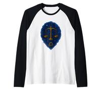 Libra Zodiac Watercolor Scales Art Raglan Baseball Tee