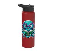 Librarian Book Sea Ocean Giant Squid Funny Reading Octopus Stainless Steel Insulated Water Bottle