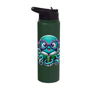 Librarian Book Sea Ocean Giant Squid Funny Reading Octopus Stainless Steel Insulated Water Bottle