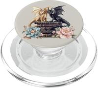 Librarian Bookish Girl Loves Dragons & Books PopSocket Phone Grip for MagSafe - Clear - Compatible with iPhone 12, 13, 14 Series