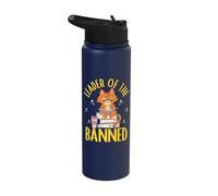 Librarian Bookworm Cat Leader of The Banned Book Reading Stainless Steel Insulated Water Bottle
