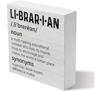 Librarian Definition Wood Box Sign Library Worker Decor Rustic Home Library Shelf Wall Decoration Appreciation Gift 5x5 Inch