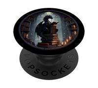 Librarian Dragon Gothic Goth Book Reading Lover PopSockets Swappable PopGrip