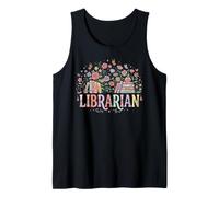 Librarian Floral Books Butterfly Reader Design Tank Top