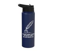 Librarian Poetcore Cat and Poetry Design Stainless Steel Insulated Water Bottle