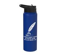 Librarian Poetcore Cat and Poetry Design Stainless Steel Insulated Water Bottle