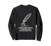 Librarian Poetcore Cat and Poetry Design Sweatshirt