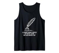 Librarian Poetcore Cat and Poetry Design Tank Top