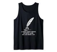 Librarian Poetcore Cat and Poetry Design Tank Top