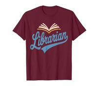 Librarian Script Logo Vintage Book T-Shirt, Men, Burgundy, 3X-Large