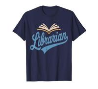 Librarian Script Logo Vintage Book T-Shirt, Men, Navy Blue, 3X-Large