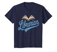 Librarian Script Logo Vintage Book T-Shirt, Youth, Navy Blue, 3T