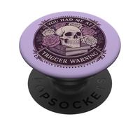 Librarian Skeleton Trigger Warning Book Reading Lover Floral PopSockets Adhesive PopGrip