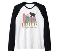 Librarian The Original Search Engine Cat Books Raglan Baseball Tee