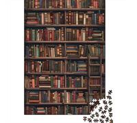 Library Art Print 1000 Pieces Precision-cut Pieces Book Lover Decor Puzzle Lovers Gift Stress Relief Puzzle Family Game Night Anti-glare 52x38cm/1000pcs