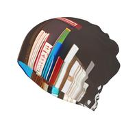 Library Bookcase Print Beanie Chemo Hat Cancer Headwear Hats Knitted Hats Nightcap Skull Cap for Women Men, Black, S