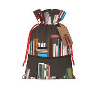 Library Bookcase Print Drawstring Gift Reusable Bags Party Favors Holiday Birthday Eco-Friendly Pouches