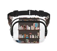 Library Bookcase print Fashion Waist Packs Crossbody Belt Bag Fanny Pack for Women Crossbody for Traveling Running, Black, One Size