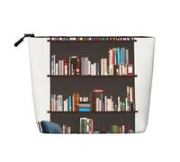 Library Bookcase Print Makeup Bag for Women Large-Capacity Travel Toiletry Organizer Pouch Eco-Friendly