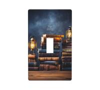 Library Bookcase Print Switch Plate Covers,1 Gang Wall Plate Single Toggle Light Switch Cover Plate
