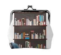 Library Bookcase Printing Small Travel Kit Wallet, Compact Pouch For Camping Adventures And Fishing Trips, Black, One Size, Art Deco