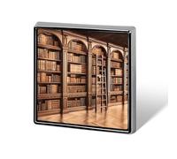 Library Bookcase Square Lapel Pin for Men Women Personalized Lapel Badge Metal Brooch Printed Aluminum Alloy Memorial Pins for Backpack Clothing Decoration Business