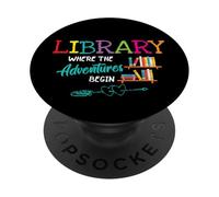 Library Books Where Adventure Begins - Librarian Reader PopSockets Adhesive PopGrip