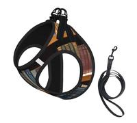 Library Bookshelf 1 Print Soft Mesh Dog Harness and Leash Set Pet Puppy Cat Comfort Padded Vest No Pull Harnesses