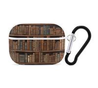 Library Bookshelf Book AirPod Pro Case, Anti Scratch Hard PC Cover with Keychain, AirPod Pro 2nd/1st Case Accessories for Women Men, White-Style