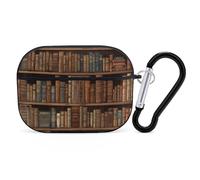 Library Bookshelf Book AirPod Pro Case, Anti Scratch Hard PC Cover with Keychain, AirPod Pro 2nd/1st Case Accessories for Women Men, Black-Style
