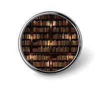 Library Bookshelf Book Badge,Comfort Light in Weight Round Emblem Cute Funny Decor Brooch Smooth Does Not Fade Badges for Hats Jackets Coat Shirt