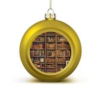 Library Bookshelf Book Christmas Balls Ornaments 4PCS Christmas Tree Hanging Ball Personalization Golden-Style Xmas Trees Ball Pendant for Holiday Party Decoration Supplies