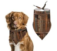 Library Bookshelf Book Dog Bandanas for Feeding Grooming, Triangle Pet Bibs Washable Pets Scarf for Cats & Dogs