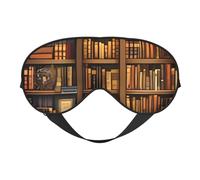 Library Bookshelf Book Double-Sided Silk Sleep Mask, Adjustable Light Blocking Eye Mask for Travel, Men & Women, Soft Comfortable Blindfold 20x10cm