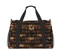 Library Bookshelf Book Large Travel Duffle Bag with Shoulder Strap,Water-Resistant Twill Weekender Bag for Men Women,Spacious Carryall Gym Bag