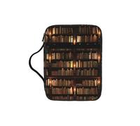Library Bookshelf Book Print Bible Cover Lightweight Tablet Sleeve Durable Makeup Bag Pencil Case for Church School Travel