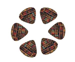 Library Bookshelf Book print Guitar Picks, 12PCS Premium Celluloid Guitar Pick Medium for Acoustic Guitar, Electric Guitar, Bass