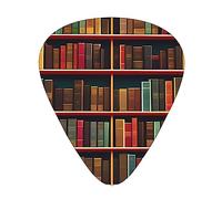 Library Bookshelf Book print Guitar Picks Medium 12pcs Celluloid Plectrums with Storage Case for Guitar Bass Ukulele