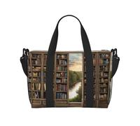 Library Bookshelf Book Print Large Weekender Bag for Travel, Water-Resistant Duffle Bag, Print Adjustable Shoulder Strap,3-5 Day Overnight Bag for Men Women