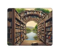 (Library Bookshelf Book Print) Printed Mousepad 10 x 12 inch, Waterproof Non-Slip Mouse-Pad Rubber Base for Laptop Desktop Mat for Home Office Desk Decor