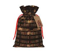 Library Bookshelf Book Print Reusable Drawstring Pouch,Perfect For Birthdays,Anniversaries,And Parties