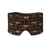 Library Bookshelf Book Print Sleep Eye Mask with Earmuffs Soft Pressureless Cooling Blackout Eye Covers for Sleeping,Keeps Warm, Shading, Comfortable Aid Strap
