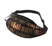 Library Bookshelf Book Print Unisex Pack Waist Bag Travel Accessory for Sunglasses Wallets Passports Key