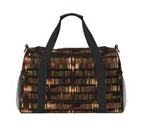 Library Bookshelf Book Print Weekender Bag,Gym Bag with,Carry On Luggage Overnight Weekend Bag, Holdall Handbag
