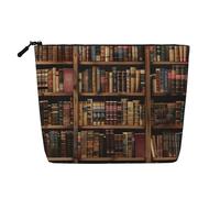 Library Bookshelf Book Printed Travel Makeup Bag Imitation Linen Cosmetic Bags Waterproof Cosmetic Case Organizer for Women