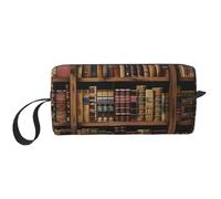 Library Bookshelf Book Printed Travel Makeup Bag Portable Cosmetic Bag Makeup Case Toiletry Handbag Organiser for Women
