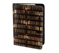 Library Bookshelf Book Printing Cowhide Passport Holder,Passport Cover,Travel Card Cover Case For Men Women,Documents Protector, Black, One Size